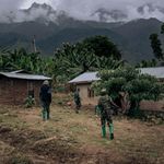 Congolese soldiers patrol Mwenda village 