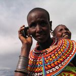 A woman using a cellphone