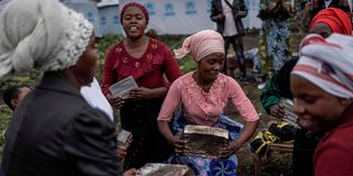Displaced people worship at the Bushangara IDP camp