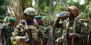 Uganda and Democratic Republic of Congo soldiers
