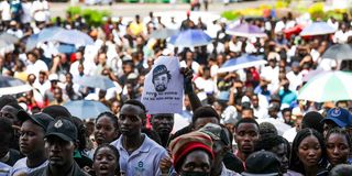 Young people march in Maputo, Mozambique