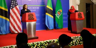 Kamala Harris and Tanzanian President Samia Hassan 