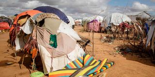 Makeshift shelters at the Dadaab refugee camp