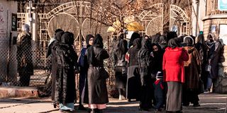 Afghan women protesting
