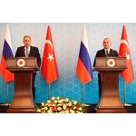 Russian Foreign Minister Sergei Lavrov and Turkey's Mevlut Cavusoglu