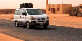A vehicle carrying people fleeing from Sudan