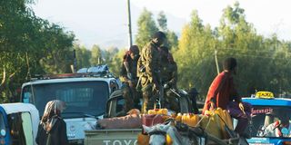Ethiopian security forces patrol in Amhara