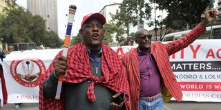 Members of the Maa unity agenda protest in Nairobi