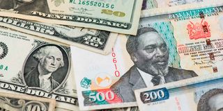 US dollars and Kenya shilling notes