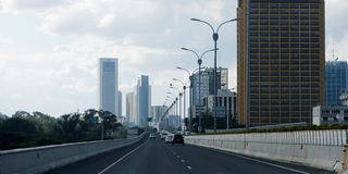 A view shows the cityscape on the Nairobi Expressway
