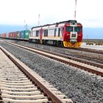 A cargo train at Naivasha Inland Container Depot in Kenya.
